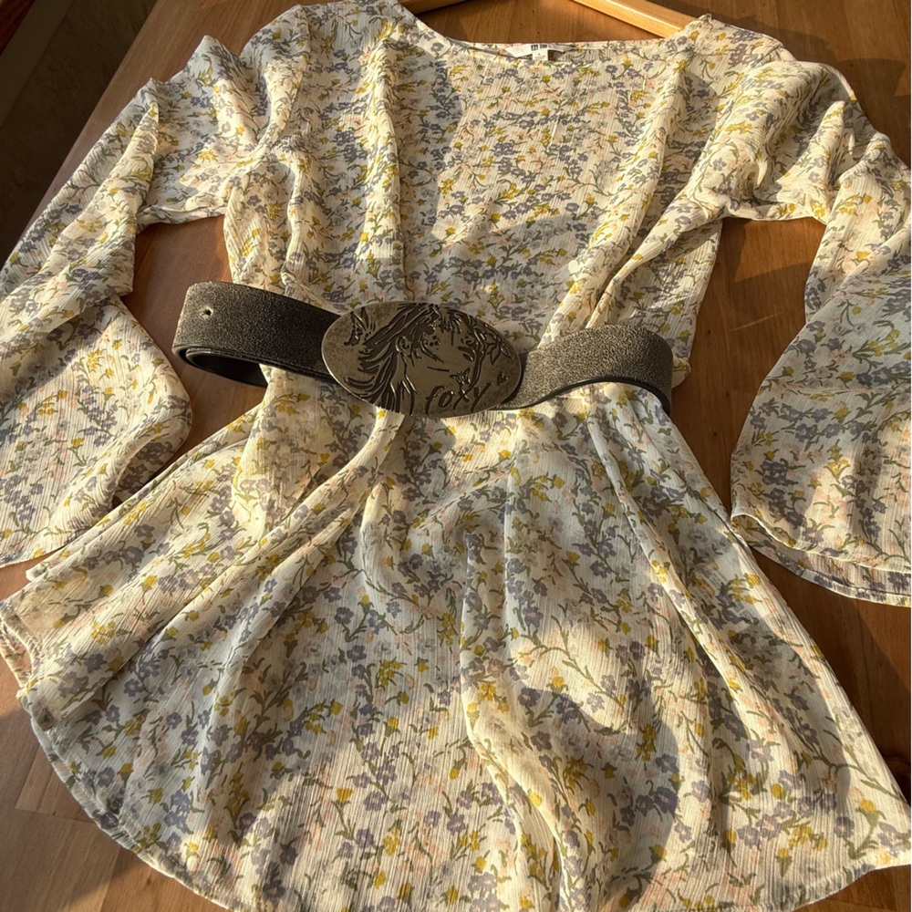 Uniqlo Cream and Yellow Floral Blouse